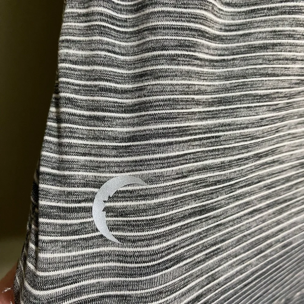 Zyia Active Grey and‎ White Striped T-Shirt, Size S